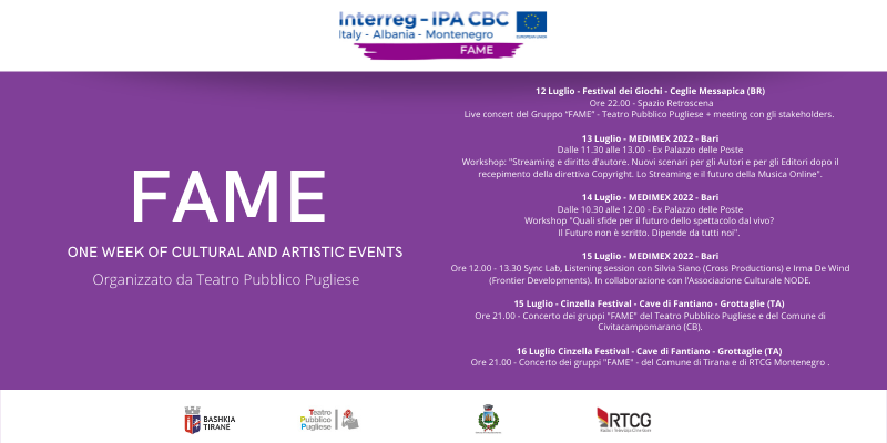 One week of cultural and artistic events, from 12 July in Puglia